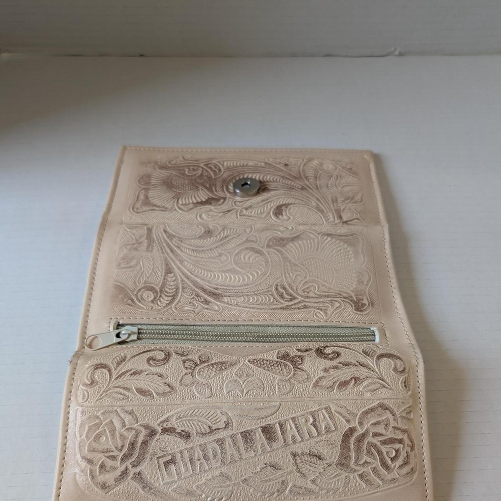 Guadalajara Embossed Floral Wallet Cream Western Cowgirl Bifold Wallet
